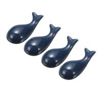 sourcing map 4 soportes para palillos, soporte de cerámica en forma de delfín de 2.56 x 1.25 x 1 pulgadas, utensilios de cocina para cuchara, tenedor, cucharilla, color azul oscuro