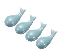 sourcing map 4 soportes para palillos, soporte de cerámica en forma de delfín de 2.56 x 1.25 x 1 pulgadas, vajilla doméstica, herramientas de cocina para cuchara, tenedor, cucharilla, color azul