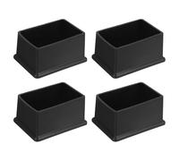 sourcing map 4 tapas cuadradas de PVC para patas de silla, 60 mm x 40 mm de diámetro exterior, almohadillas negras para patas de muebles, protectores de suelo para patio, mesa, armario, cama