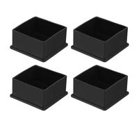 sourcing map 4 tapas cuadradas de PVC para patas de silla, 60 mm x 60 mm de diámetro exterior, almohadillas negras para patas de muebles, protectores de suelo para patio, mesa, armario, cama