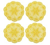 sourcing map 4 tapetes de ganchillo de 8 pulgadas, posavasos de algodón hechos a mano, manteles individuales redondos de encaje con patrones florales para decoración de bodas y fiestas (amarillo)