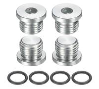 sourcing map 4 tapones de rosca de cabeza hexagonal interior SAE 1/2-20 UNF, enchufe universal de rosca de acero al carbono con junta tórica para terminar extremos de tubería o desagües de repuesto