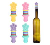 sourcing map 4 tapones de silicona para vino, diseño de flor, multicolor