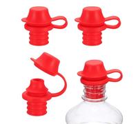sourcing map 4 tapones de silicona para vino, reutilizables, a prueba de derrames, con tapa protectora para vino, cerveza, champán, hogar, cocina, bares, color rojo