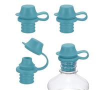 sourcing map 4 tapones de silicona para vino, reutilizables, a prueba de derrames, con tapa protectora para vino, cerveza, champán, hogar, cocina, bares, color azul oscuro