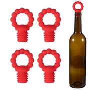 sourcing map 4 tapones de vino de silicona con forma de anillo, tapones de vino reutilizables, herméticos, a prueba de fugas, ahorrador de licor con tapón de botella de cerveza para bar fiesta de