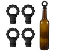 sourcing map 4 tapones de vino de silicona con forma de anillo, tapones de vino reutilizables, herméticos, a prueba de fugas, ahorrador de licor con tapón de botella de cerveza para bar fiesta de