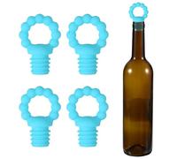 sourcing map 4 tapones de vino de silicona con forma de anillo, tapones de vino reutilizables, herméticos, a prueba de fugas, ahorrador de licor con tapón de botella de cerveza para bar fiesta de