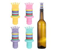 sourcing map 4 tapones de vino de silicona, con forma de corona, divertidos tapones de vino, multicolor