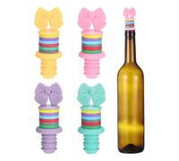 sourcing map 4 tapones de vino de silicona, con forma de lazo, divertidos tapones de vino, multicolor