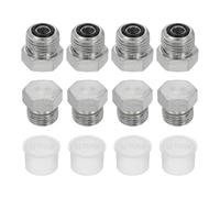 sourcing map 4 tapones hidráulicos ORFS, junta tórica, accesorios de manguera hidráulica de acero al carbono con chapado en zinc, se adapta a puertos hembra ORFS-06 (11/40.6 cm-16 UN)