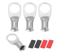 sourcing map 4 terminales de anillo de batería M12 de 6 AWG, 1/2 pulgada, 12 mm, conector de terminal de alambre de cobre, tubo termorretráctil 2:1, color plateado