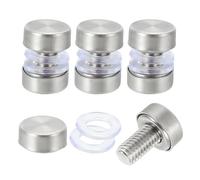 sourcing map 4 tornillos de separación de señal, 0.5 x 0.7 pulgadas, acero inoxidable, clavo de vidrio publicitario para marco acrílico, tablero publicitario, conectar y fijar, plata cepillada