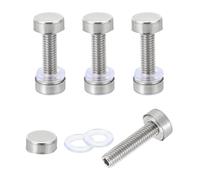 sourcing map 4 tornillos de separación de señal, 0.5 x 1.2 pulgadas, acero inoxidable, clavo de vidrio publicitario para marco acrílico, tablero publicitario, conectar y fijar, plata brillante