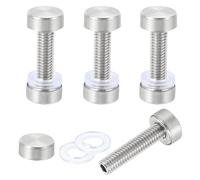 sourcing map 4 tornillos de separación de señal, 0.5 x 1.2 pulgadas, acero inoxidable, clavos de vidrio publicitarios para marco acrílico, tablero publicitario, conectar y fijar, plata cepillada