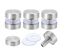 sourcing map 4 tornillos de separación de señal, 0.7 x 0.7 pulgadas, acero inoxidable, clavos de vidrio publicitarios para marco acrílico, tablero publicitario, conectar y fijar, plata cepillada