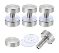 sourcing map 4 tornillos de separación de señal, 0.7 x 0.8 pulgadas, acero inoxidable, clavo de vidrio publicitario para marco acrílico, tablero publicitario, conectar y fijar, plata cepillada