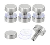 sourcing map 4 tornillos de separación de señal, 0.7 x 0.8 pulgadas, acero inoxidable, clavos de vidrio publicitario para marco acrílico, tablero publicitario, conectar y fijar, plata brillante