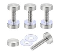 sourcing map 4 tornillos de separación de señal, 0.7 x 1.2 pulgadas, acero inoxidable, clavos de vidrio publicitario para marco acrílico, tablero publicitario, conectar y fijar, plata cepillada