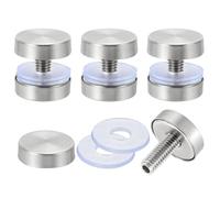 sourcing map 4 tornillos de separación de señal, 0.8 x 0.8 pulgadas, acero inoxidable, clavo de vidrio publicitario para marco acrílico, tablero publicitario, conectar y fijar, plata cepillada