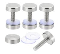 sourcing map 4 tornillos de separación de señal, 0.8 x 1.2 pulgadas, acero inoxidable, clavos de vidrio publicitario para marco acrílico, tablero publicitario, conectar y fijar, plata brillante