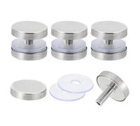 sourcing map 4 tornillos de separación de señal, 1 x 0.8 pulgadas, acero inoxidable, clavos de vidrio publicitario para marco acrílico, tablero publicitario, conectar y fijar, plata brillante