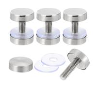 sourcing map 4 tornillos de separación de señal, 2 x 2,5 cm, acero inoxidable, clavos de vidrio publicitarios para marco acrílico, tablero publicitario, conectar y fijar, plata brillante