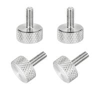 sourcing map 4 tornillos moleteados de cabeza plana M3 x 8 mm, acero inoxidable 304 totalmente roscado, tornillos de tornillo de pulgar para cajas de computadora, tarjetas gráficas, color plateado