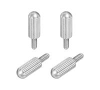 sourcing map 4 tornillos pequeños moleteados, M2,5 x 6 mm, acero inoxidable 304, rosca de cabeza plana, tornillos moleteados para iluminación del hogar, electrónica, máquina (plateado)