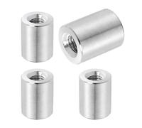 sourcing map 4 tuercas de acoplamiento redondas M8 x 1,25 mm, 0,55 x 0,79 pulgadas (ODxH) 304 de acero inoxidable 304, tuercas de hardware de varilla para varilla roscada, sujetadores de construcción