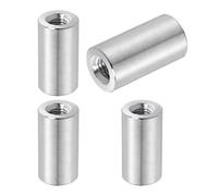 sourcing map 4 tuercas de acoplamiento redondas M8 x 1,25 mm, 0.63 x 1.18 pulgadas (ODxH) 304 de acero inoxidable 304, tuercas de hardware de varilla para varilla roscada, sujetadores de construcción
