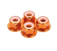 sourcing map 4 tuercas de bloqueo de aleación de aluminio de paso M8 de 1,25 mm, tuercas hexagonales con bridas, bloqueo de nailon, dentadas para dron RC Quadcopter, adaptador de accesorios de motor