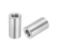 sourcing map 4 tuercas de conector redondas M10, tuerca de acoplamiento de acero inoxidable 304 de 25 mm de longitud, tuerca de barra de varilla para soporte, M10 x 25 x 16 mm