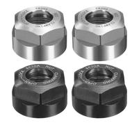 sourcing map 4 tuercas de sujeción tipo ER20-A(M25) con agujeros de equilibrio dinámico, aleación de acero 40Cr para soporte de herramientas de fresado de torno de mandril de máquina CNC, negro y