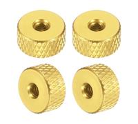 sourcing map 4 tuercas moleteadas, M3 x 10 mm x 5 mm, hembra, aluminio, planas, bloqueo de agujero, tuercas de ajuste, manijas para piezas de impresora 3D, máquina, bricolaje, color amarillo