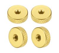 sourcing map 4 tuercas moleteadas, M3 x 12 mm x 4 mm, hembra, aluminio, planas, bloqueo de agujero, tuercas de ajuste, manijas para piezas de impresora 3D, máquina, bricolaje, color amarillo