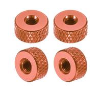sourcing map 4 tuercas moleteadas, M4 x 10 mm x 5 mm, hembra, aluminio, planas, bloqueo de agujero, tuercas de ajuste, manijas para piezas de impresora 3D, máquina, bricolaje, naranja