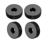 sourcing map 4 tuercas moleteadas, M5 x 16 mm x 5 mm, hembra, aluminio, planas, bloqueo de agujero, tuercas de ajuste, manijas para piezas de impresora 3D, máquina, bricolaje, color negro