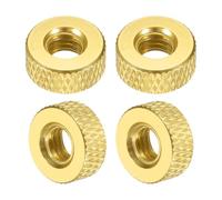 sourcing map 4 tuercas moleteadas, M6 x 12 mm x 5 mm, hembra, aluminio, planas, bloqueo de agujero, tuercas de ajuste, manijas para piezas de impresora 3D, máquina, bricolaje, color amarillo