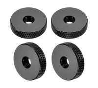 sourcing map 4 tuercas moleteadas, M6 x 20 mm x 5 mm, hembra, aluminio, planas, bloqueo de agujero, tuercas de ajuste, manijas para piezas de impresora 3D, máquina, bricolaje, color negro