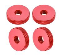 sourcing map 4 tuercas moleteadas, M6 x 20 mm x 5 mm hembra de aluminio plano a través de agujero pasante, tuercas de ajuste, tornillos de perilla para piezas de impresora 3D, máquina, bricolaje, rojo