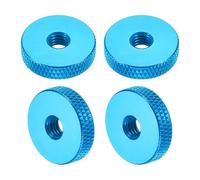 sourcing map 4 tuercas moleteadas, M6 x 20 mm x 5 mm hembra de aluminio plano a través de agujero pasante, tuercas de ajuste, tornillos de perilla para piezas de impresora 3D, máquina, bricolaje, azul