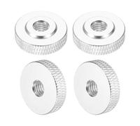 sourcing map 4 tuercas moleteadas, M6 x 20 mm x 6 mm, aluminio plano a través del agujero pasante, tuercas de ajuste, tuercas de ajuste para piezas de impresora 3D, máquina, bricolaje, tono plateado