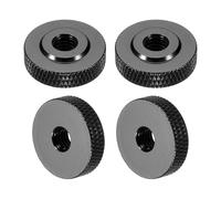 sourcing map 4 tuercas moleteadas, M6 x 20 mm x 6 mm, aluminio plano a través del agujero pasante, tuercas de ajuste, tuercas de ajuste para piezas de impresora 3D, máquina, bricolaje, color negro