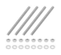 sourcing map 4 varillas totalmente roscadas, M8 x 110 mm de acero inoxidable con tuercas y arandela plana, barra de varilla totalmente tachonada para abrazaderas, perchas y pernos en U