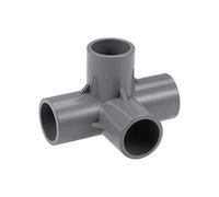sourcing map 4 Vías PVC Conector 20mm Interior Diámetro, 2 Piezas Codo PVC de 90 Grados de Forma en T para Tubería de Agua, Reductor de Tubería de Acoplamiento, Gris