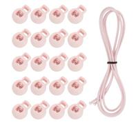 sourcing map 40 cierres de cordón de un solo agujero con cordón elástico de 39 pulgadas, clip de tope de resorte de plástico con cuerda elástica para cordones de zapatos, paracaídas, color rosa salmón