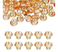 sourcing map 40 cuentas de cristal de hongo de 14 mm, cuentas transparentes para manualidades, colgantes de vidrio, cuentas espaciadoras sueltas para manualidades, aretes, collares, joyería, naranja
