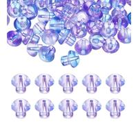 sourcing map 40 cuentas de cristal de hongo de 14 mm, cuentas transparentes para manualidades, colgantes de vidrio, cuentas espaciadoras sueltas para manualidades, aretes, collares, joyería, morado