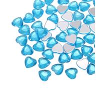 sourcing map 40 piezas de diamantes de imitación de corazón acrílico de 12 mm con parte trasera plana, gemas de plástico para manualidades, pintura facial, fabricación de joyas, color azul lago